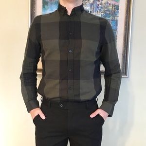 Green & Black plaid button down